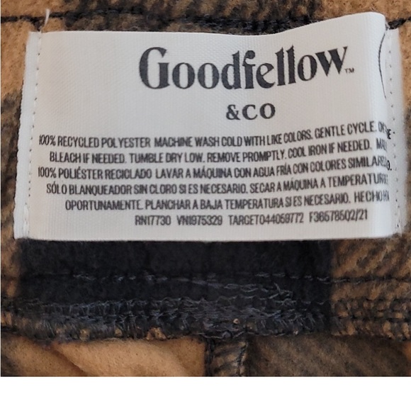 New! Men's Goodfellow Microfleece Pajama Pants Beige/Black Plaid. Soft & Comfy - Picture 8 of 10